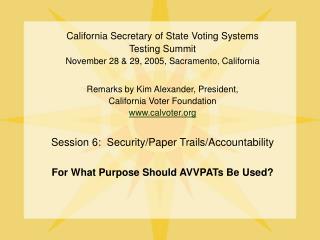 California Secretary of State Voting Systems Testing Summit
