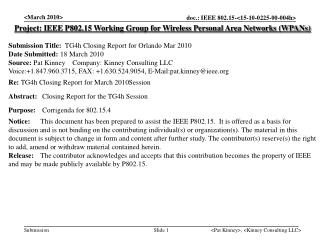 Project: IEEE P802.15 Working Group for Wireless Personal Area Networks (WPANs)