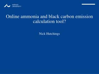 Online ammonia and black carbon emission calculation tool?