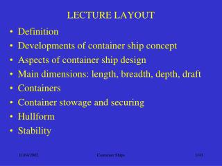 LECTURE LAYOUT