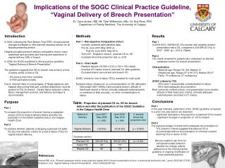 Implications of the SOGC Clinical Practice Guideline, “Vaginal Delivery of Breech Presentation”