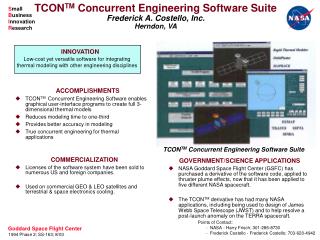 TCON TM Concurrent Engineering Software Suite Frederick A. Costello, Inc. Herndon, VA