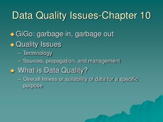 Data Quality Issues-Chapter 10