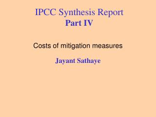 IPCC Synthesis Report Part IV