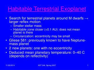 Habitable Terrestrial Exoplanet