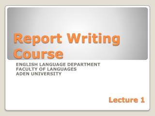 Report Writing Course