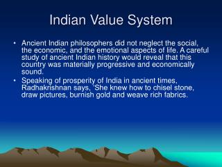 Indian Value System