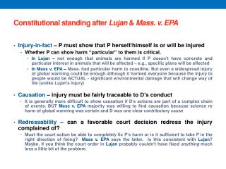 Constitutional standing after Lujan &amp; Mass. v. EPA