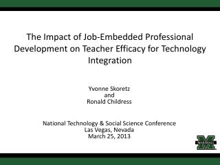 The Impact of Job-Embedded Professional Development on Teacher Efficacy for Technology Integration