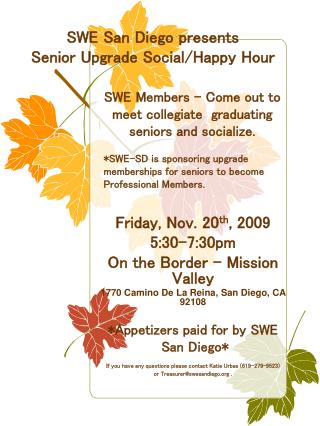 SWE San Diego presents Senior Upgrade Social/Happy Hour