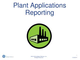Plant Applications Reporting