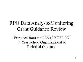 RPO Data Analysis/Monitoring Grant Guidance Review