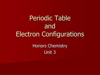 Periodic Table and Electron Configurations