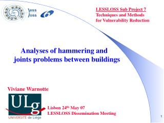 LESSLOSS Sub Project 7 					Techniques and Methods 						for Vulnerability Reduction