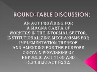 ROUND-TABLE DISCUSSION: