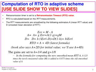 Computation of RTO in adaptive scheme [USE SLIDE SHOW TO VIEW SLIDES]