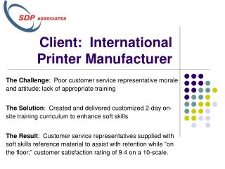 Client: International Printer Manufacturer