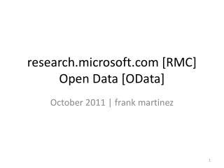 research.microsoft [RMC] Open Data [ OData ]