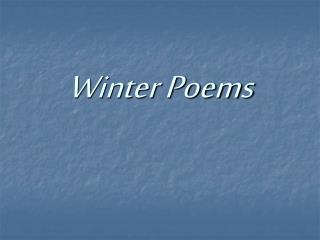 Winter Poems