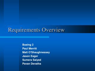 Requirements Overview