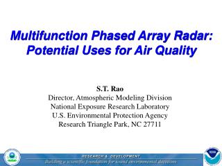 Multifunction Phased Array Radar: Potential Uses for Air Quality