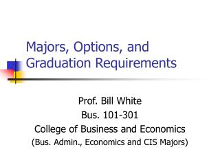 Majors, Options, and Graduation Requirements