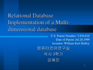 Relational Database Implementation of a Multi-dimensional database