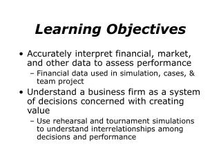 Learning Objectives