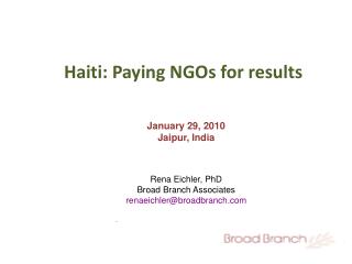 Haiti: Paying NGOs for results