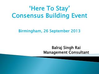 Balraj Singh Rai Management Consultant
