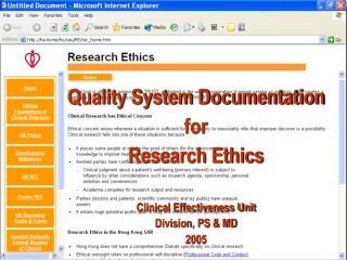 BACKGROUND HK has no Statute specifically on clinical research Ethical oversight relies on