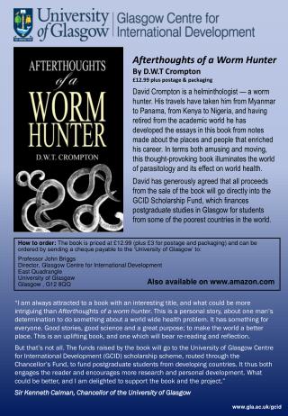 Afterthoughts of a Worm Hunter By D.W.T Crompton £12.99 plus postage &amp; packaging