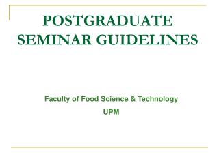 POSTGRADUATE SEMINAR GUIDELINES