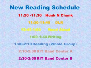 New Reading Schedule