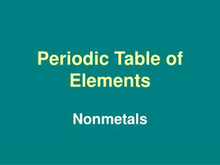 Periodic Table of Elements