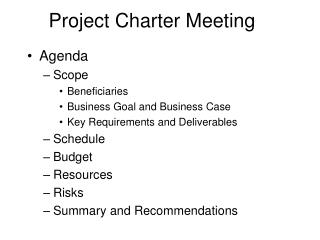 Project Charter Meeting