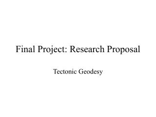 Final Project: Research Proposal