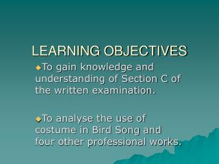 LEARNING OBJECTIVES