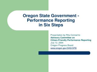 Oregon State Government - Performance Reporting in Six Steps