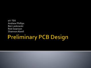 Preliminary PCB Design
