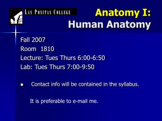 Anatomy I: Human Anatomy