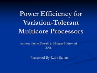 Power Efficiency for Variation-Tolerant Multicore Processors