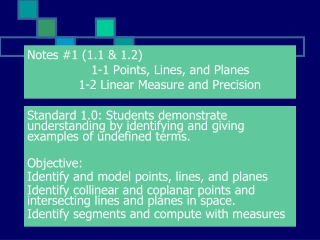 Notes #1 (1.1 & 1.2) 		1-1 Points, Lines, and Planes 	 1-2 Linear Measure and Precision