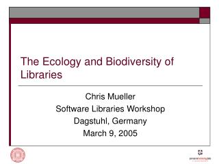 The Ecology and Biodiversity of Libraries