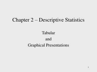 Chapter 2 – Descriptive Statistics