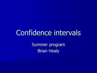 Confidence intervals