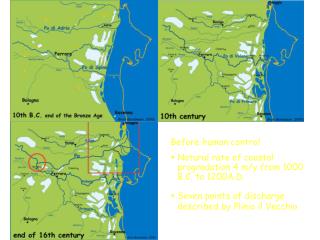 Before human control Natural rate of coastal progradation 4 m/y from 1000 B.C. to 1200A.D.