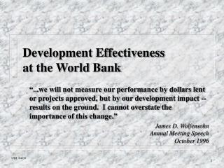 Development Effectiveness at the World Bank