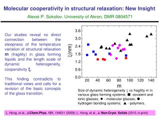 Molecular cooperativity in structural relaxation: New Insight Alexei P. Sokolov, University of Akron, DMR 0804571