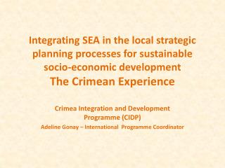 Crimea Integration and Development Programme (CIDP)